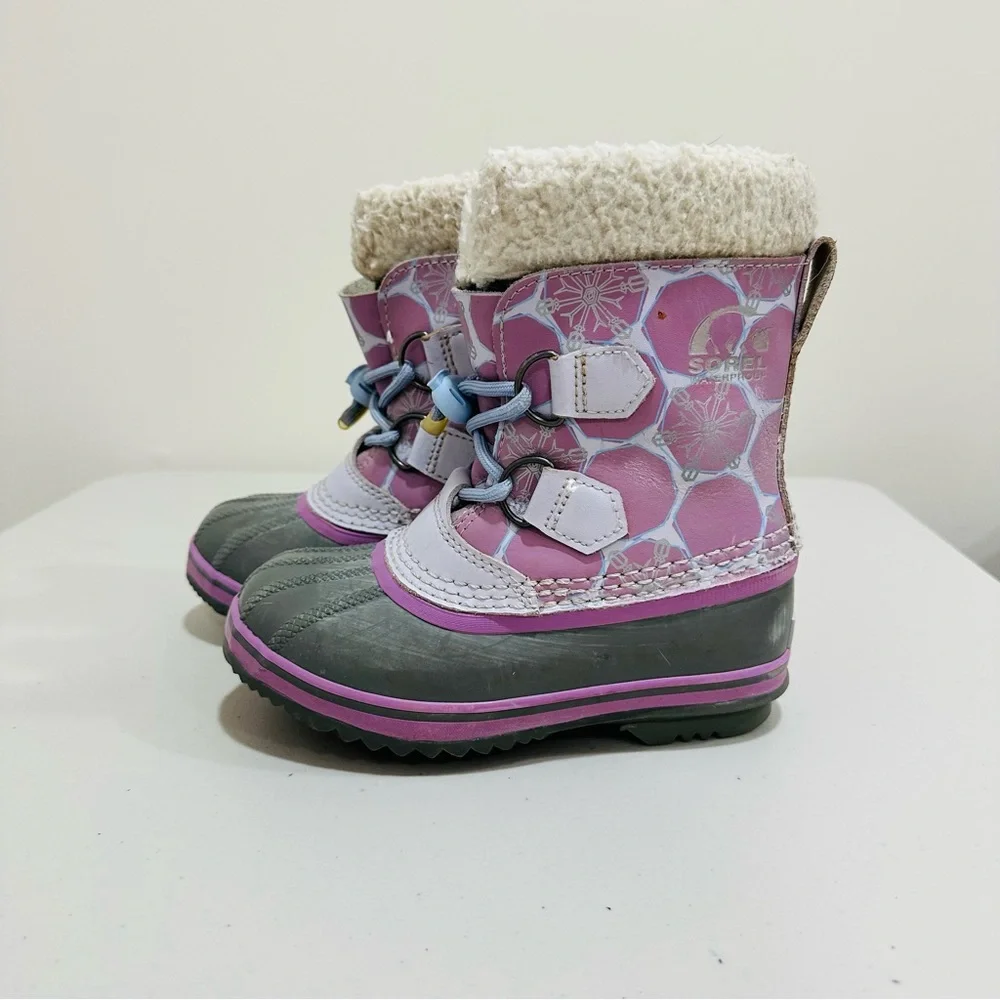Sorel Yoot Pac Youth Lavender Waterproof Faux Fur Lined Girl‎ Boots. Size 12